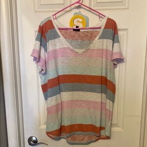 Striped V-Neck Women's Top